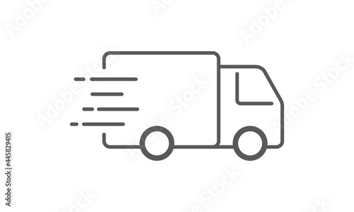 Fast shipping delivery truck icon isolated on white background. Design for website and mobile apps. Line icon. Vector illustration.