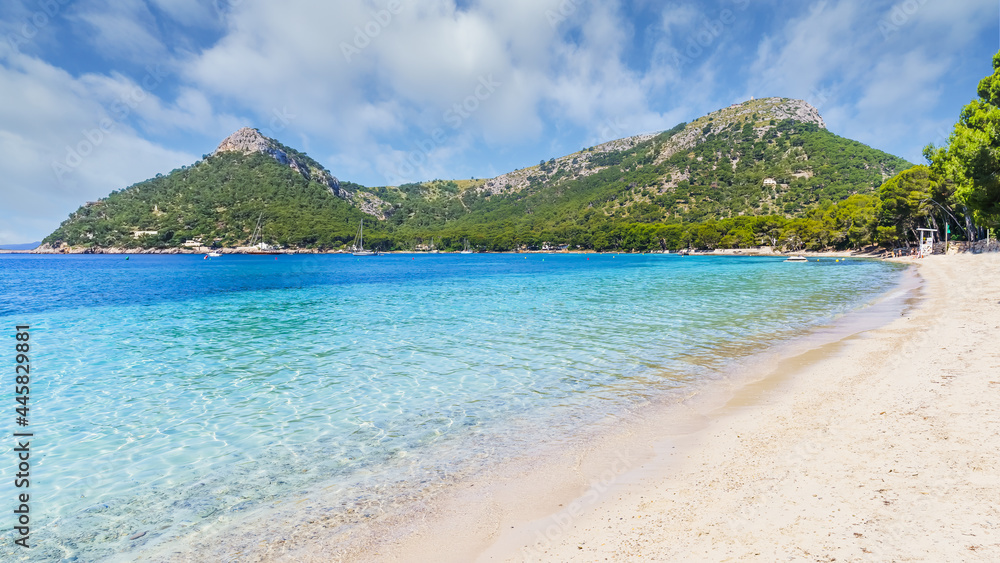 Landscape with playa de Formentor (Cala Pi de la Posada ), beautiful beach at Cap Formentor, Palma Mallorca, Spain Landscape with playa de Formentor (Cala Pi de la Posada ), beautiful beach at Cap Formentor, Palma Mallorca, Spain