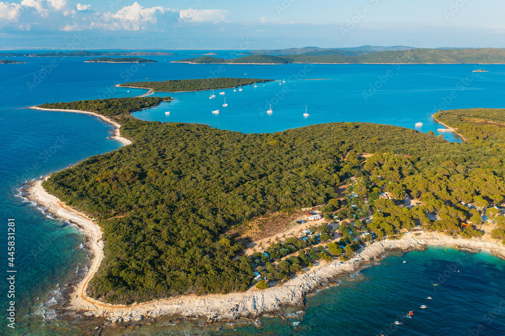 Aerial view of the coast of Dugi Otok island, the Adriatic Sea in Croatia