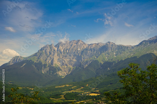 Gran Sasso mountains view on a sunny summer day, Abruzzo, Italy
