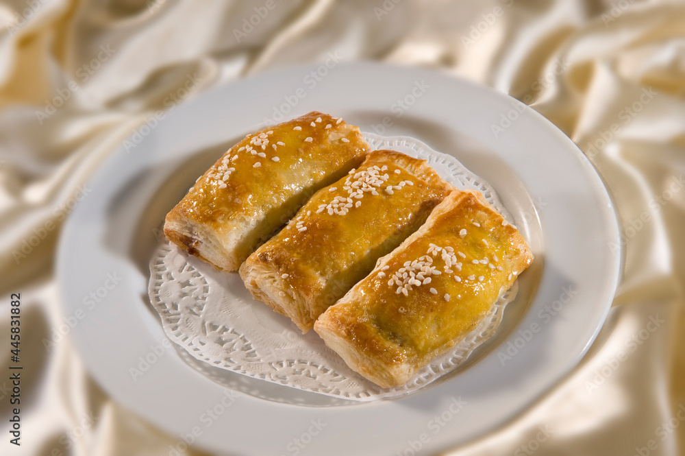 baked crispy golden pastry with meat pork char siew su asian pastry Hong Kong dim sum menu baked crispy golden pastry with meat pork char siew su asian pastry Hong Kong dim sum menu