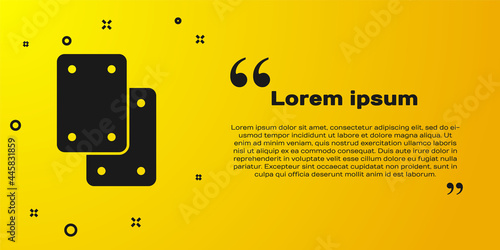 Black Knee pads icon isolated on yellow background. Extreme sport. Skateboarding, bicycle, roller skating protective gear. Vector