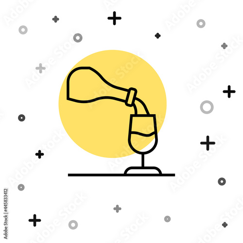Black line Wine tasting, degustation icon isolated on white background. Sommelier. Smells of wine. Random dynamic shapes. Vector