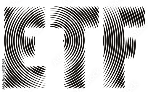 ETF - Exchange Traded Funds. Eps10 vector Illustration of ETF signage concept with concentric circles isolated on white.