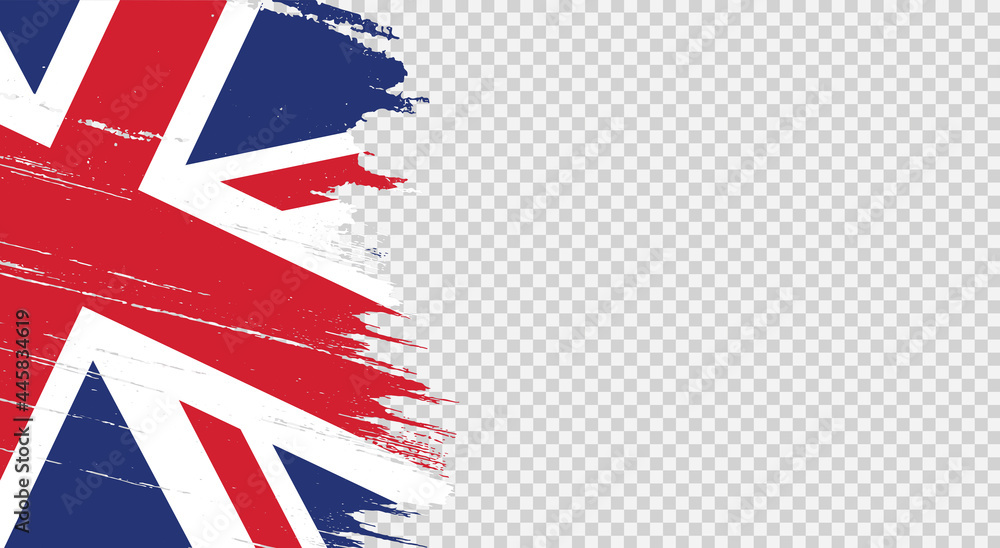 UK flag with brush paint textured isolated  on png or transparent  background,Symbols of  United Kingdom,Great Britain,template for banner,card,advertising ,promote, TV commercial, ads, web, vector - obrazy, fototapety, plakaty 