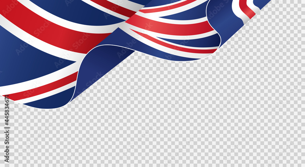 Waving flag of  UK isolated  on png or transparent  background,Symbols of  United Kingdom,Great Britain,template for banner,card,advertising ,promote, TV commercial, ads, web, vector illustration
