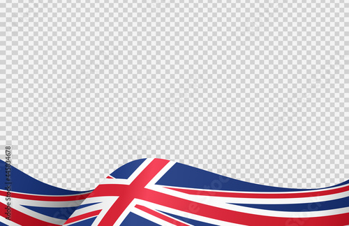 Waving flag of  UK isolated  on png or transparent  background,Symbols of  United Kingdom,Great Britain,template for banner,card,advertising ,promote, TV commercial, ads, web, vector illustration