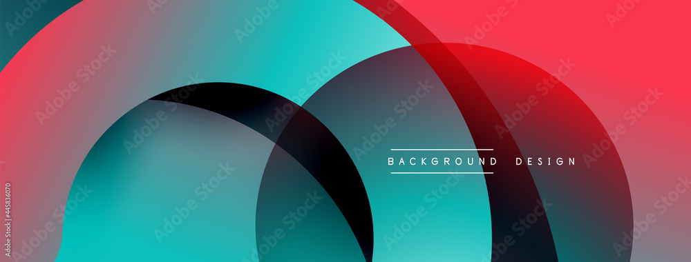 Fototapeta premium Abstract overlapping lines and circles geometric background with gradient colors