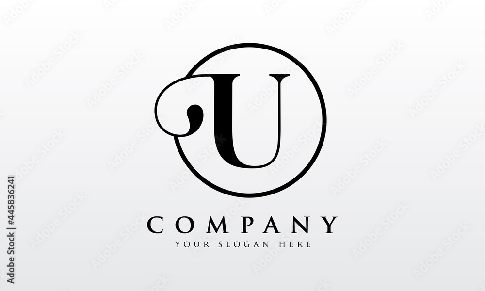 Obraz premium Initial U letter Black Color with White Background Logo Design vector Template. Creative Letter U Logo Design