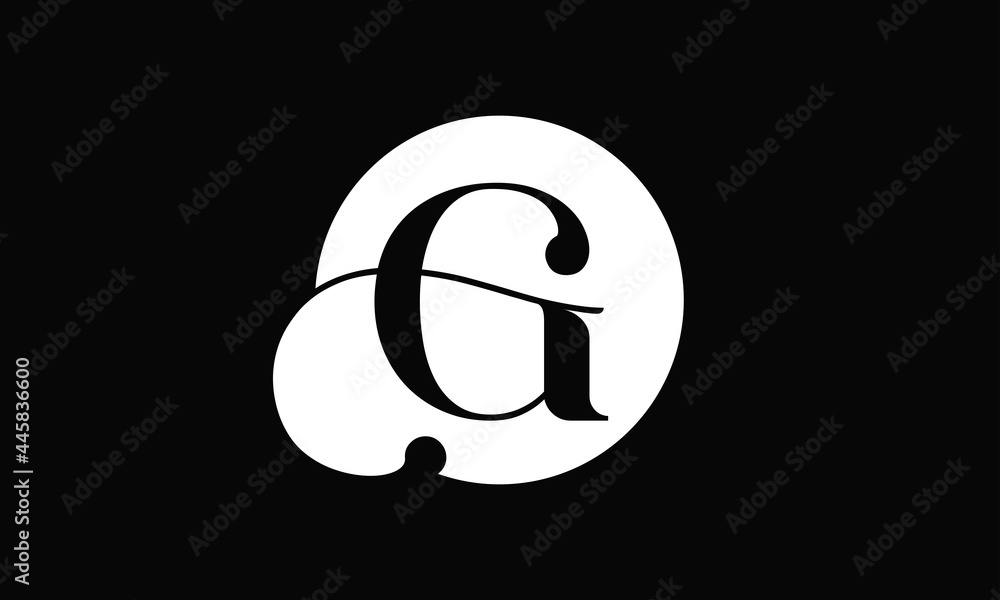 Initial G letter Black Color with White Background Logo Design vector ...