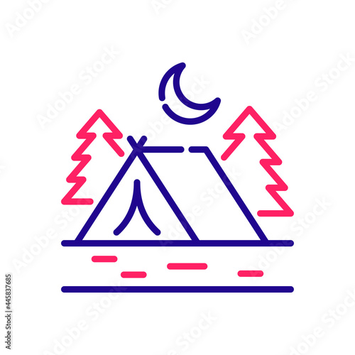 Campsite vector 2 colours icon style illustration. EPS 10 file