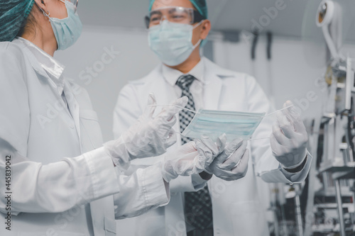 Production hygiene medical manufacturing qaulity inspection concept photo