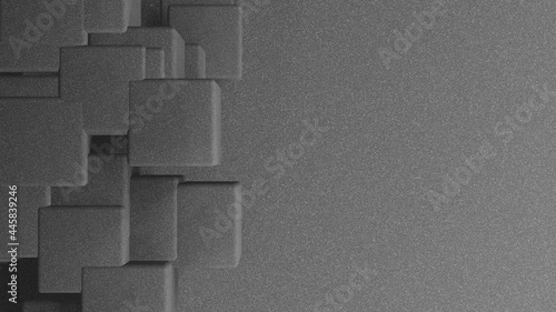 Rough surface cube stone structure on soft grey floor (3D Rendering)