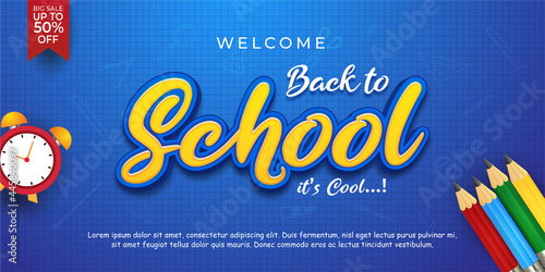 realistic banner back to school with pencil