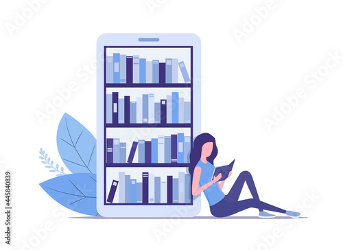 Reading book concept. Colored flat illustration. Isolated on white background.