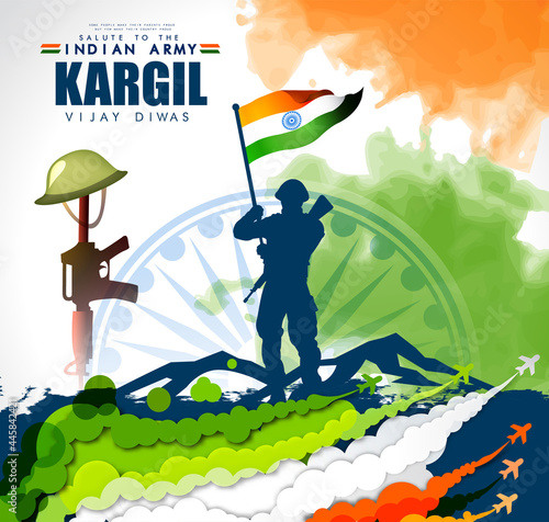 
Kargil Vijay Diwas, banner or poster. Vector illustration of Poster for salute indian army, amar jawan jyoti - background