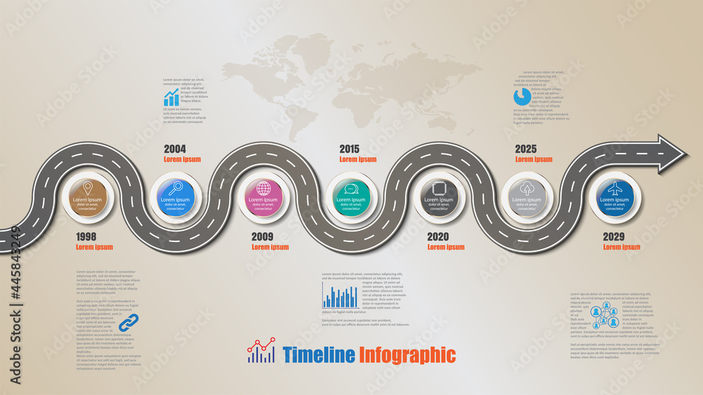 Business roadmap timeline infographic icons designed for abstract ...