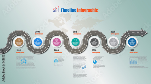 Business roadmap timeline infographic icons designed for abstract background template milestone element modern diagram process technology digital marketing data presentation chart Vector illustration