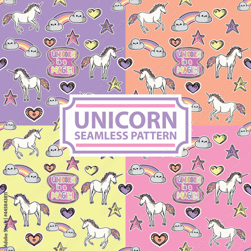 Magic Unicorn Seamless Pattern Style