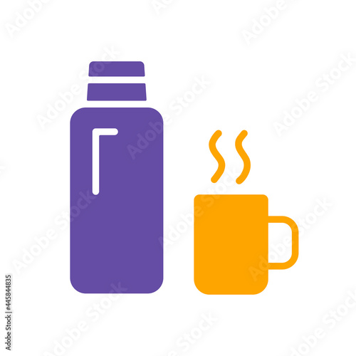 Thermos bottle vector glyph icon. Camping sign