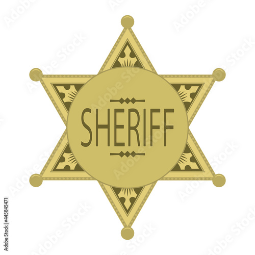 Yellow Sheriff Star Icon Isolated on White Background