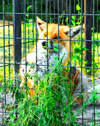 cute bright fox in the zoo