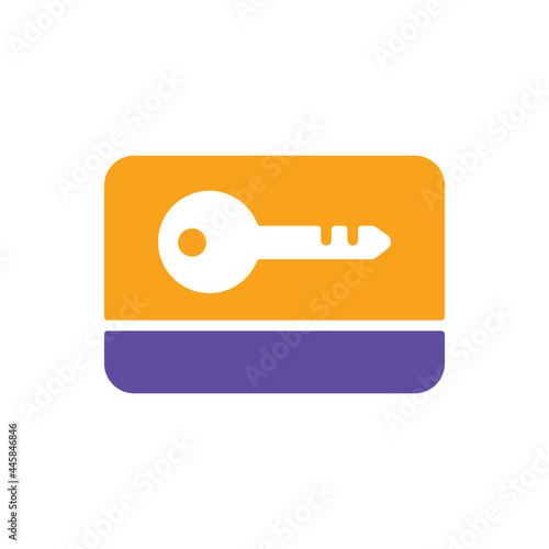 Card key flat vector isolated sign glyph icon