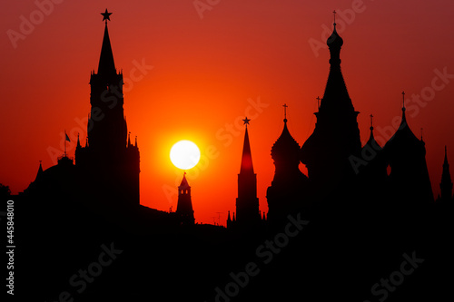 Moscow Kremlin at a scarlet sunset 07/12/2021