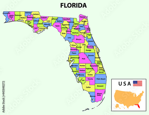 Alabama Map. State and district map of Alabama. Administrative and political map of Alabama with names and color design.