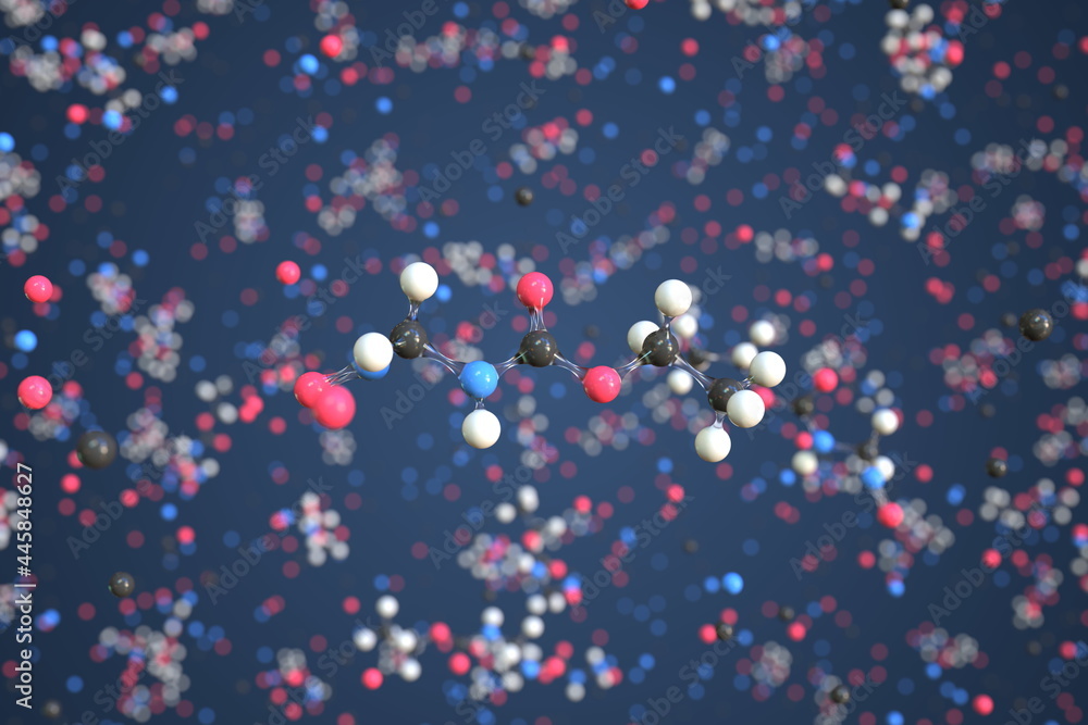 Nitrosomethylurethane molecule, scientific molecular model, 3d rendering