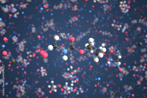 Nitrosomethylurethane molecule  scientific molecular model  3d rendering