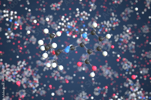 Imazapyr molecule made with balls, conceptual molecular model. Chemical 3d rendering photo
