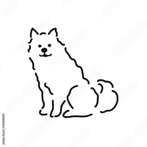 座っているイヌのシンプルな線画
