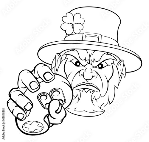 Leprechaun Gamer Mascot and...