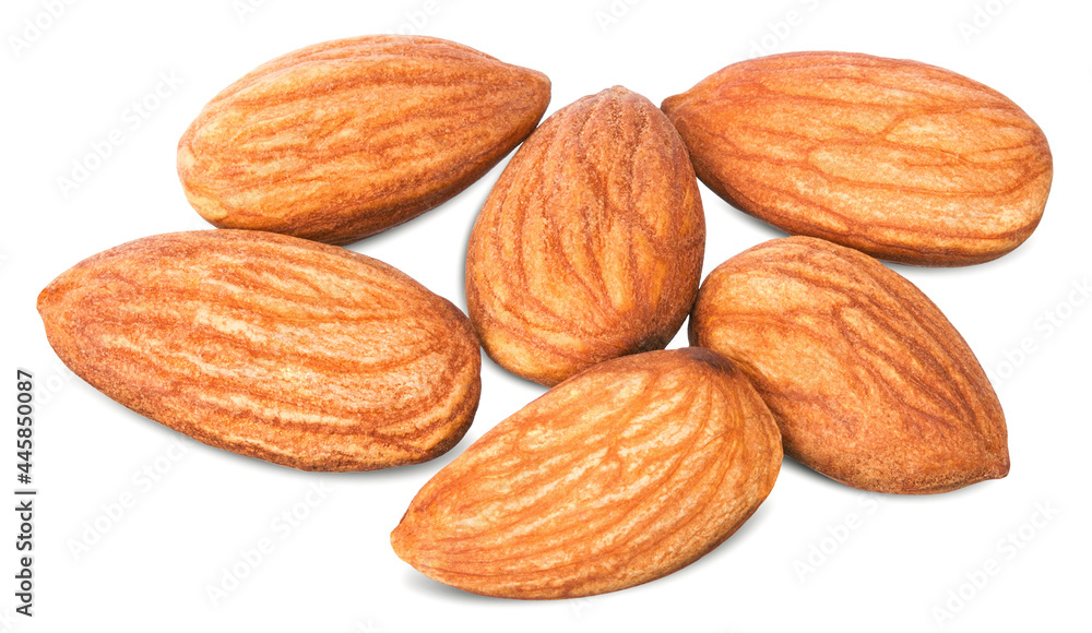 Closeup of almonds, isolated on the white background. Closeup of almonds, isolated on the white background.