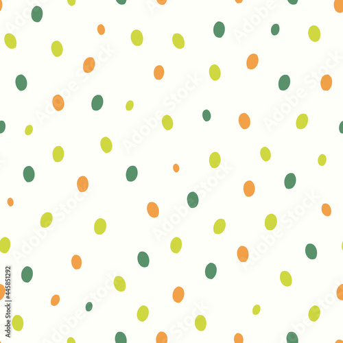 Fototapeta Naklejka Na Ścianę i Meble -  Vector Playful and Colorful Papaya Seeds Confetti seamless pattern background. Perfect for fabric, scrapbooking and wallpaper projects.