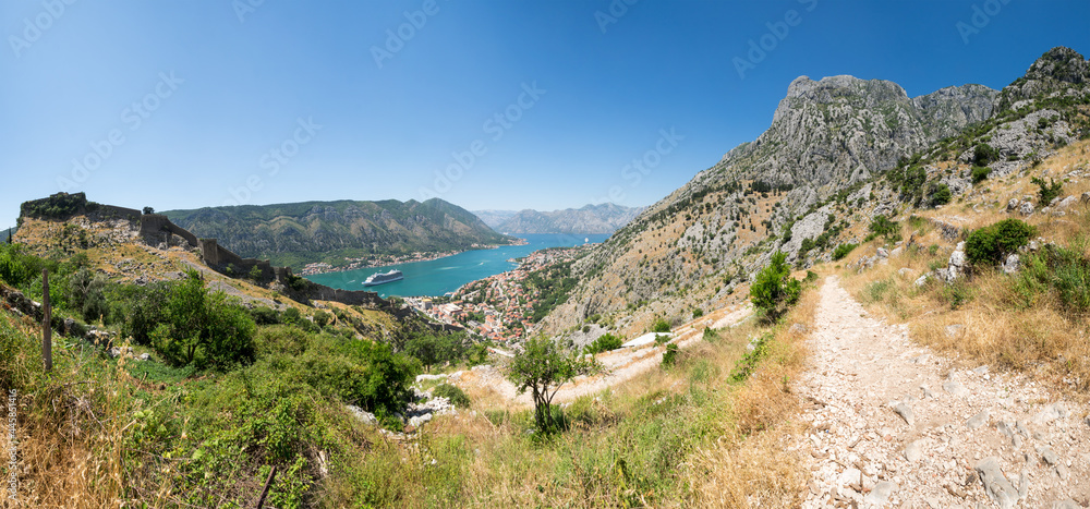 Panorama of the Bay of Kotor and the fortress