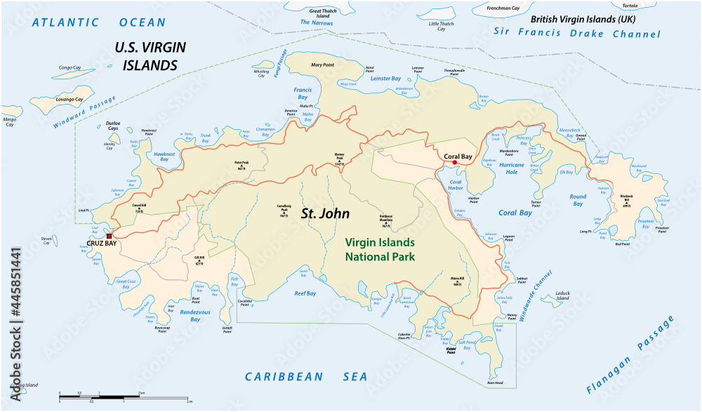 Vector map Saint john, US Virgin Islands
