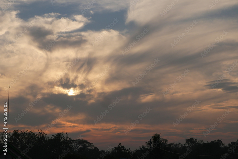 Orange and blue clouds unite in the afternoon Orange and blue clouds unite in the afternoon
