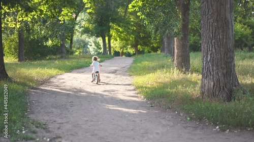 Wallpaper Mural Child Ride Balance Bike Country Road Rear View Sunny Summer Day Caucasian Little Girl Have Fun Riding Bicycle Outdoors Park Teaching Ride Torontodigital.ca