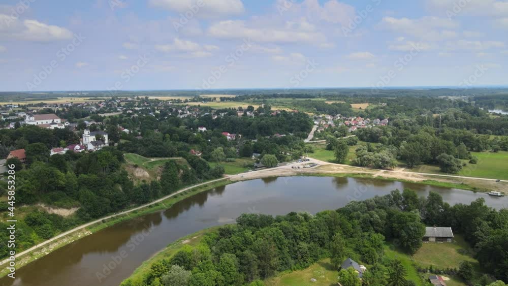 Top view of the city of Drohiczyn on the Bug River.Over the river rises the castle mounain.from the bird's eye view over the city you can see the monastery buildings-Jesuits,Frannciscans,Benedictine Top view of the city of Drohiczyn on the Bug River.Over the river rises the castle mounain.from the bird's eye view over the city you can see the monastery buildings-Jesuits,Frannciscans,Benedictine