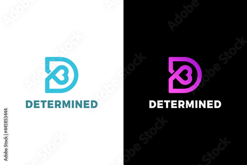 Letter D creative love shape digital business logo     