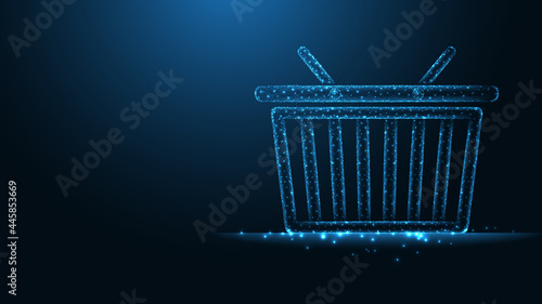 Online shopping. Shopping cart, Basket line connection. Low poly wireframe design. Abstract geometric background. vector illustration.