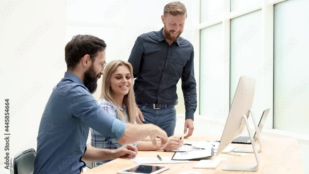 project Manager welcoming young employees to the workplace. project Manager welcoming young employees to the workplace.
