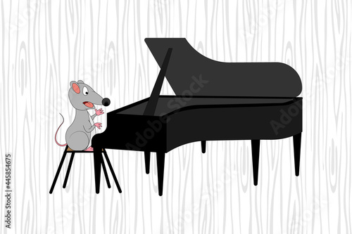 cute mouse animal cartoon playing piano