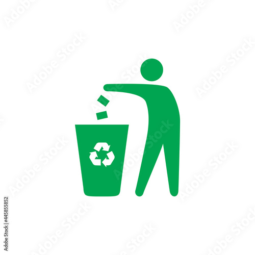 Recycle and some packaging sign. Throwing garbage in bin logo and icon. Don’t litter logo and icon. Vector.