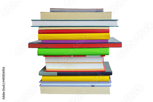 School concept. Stack of different books. Isolated on white