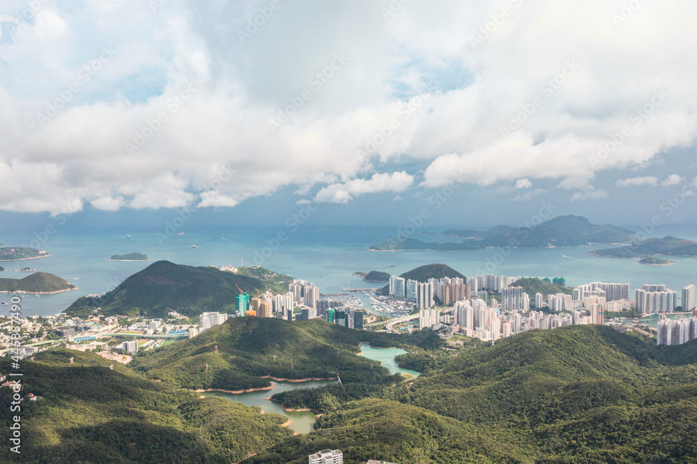Beautiful aerial view of the southern district of Hong Kong