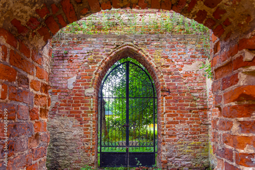 Ruins of a Gothic church in Steblewo, Stueblau, northern Poland.