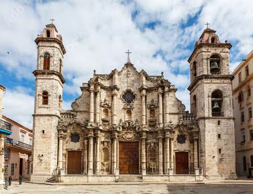 Facade of the Havana Cathedral in Old Havana, Havana, Cuba, Caribbean, North America © jeeweevh